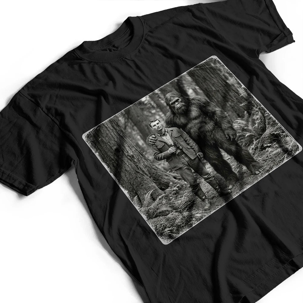 Art Design, Camping, Custom Photo, Gift For Men, Gift For Yourself, Gifts For Him, Humorous, Photo - Bigfoot Portrait - 19th Century Sasquatch - Personalized Custom Photo Bigfoot Portrait T Shirt