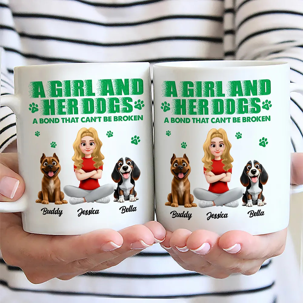 Dog Mom,Gift For Mother,Gifts For Her,Happy,Pet Lovers,Top Market,Vector - Gift For Pet Lovers - Personalized A Girl And Her Dog Mug