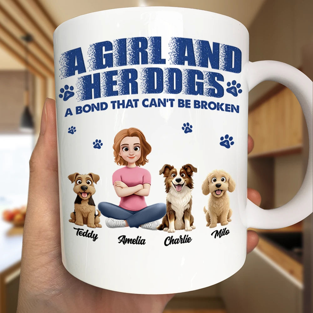 Dog Mom,Gift For Mother,Gifts For Her,Happy,Pet Lovers,Top Market,Vector - Gift For Pet Lovers - Personalized A Girl And Her Dog Mug