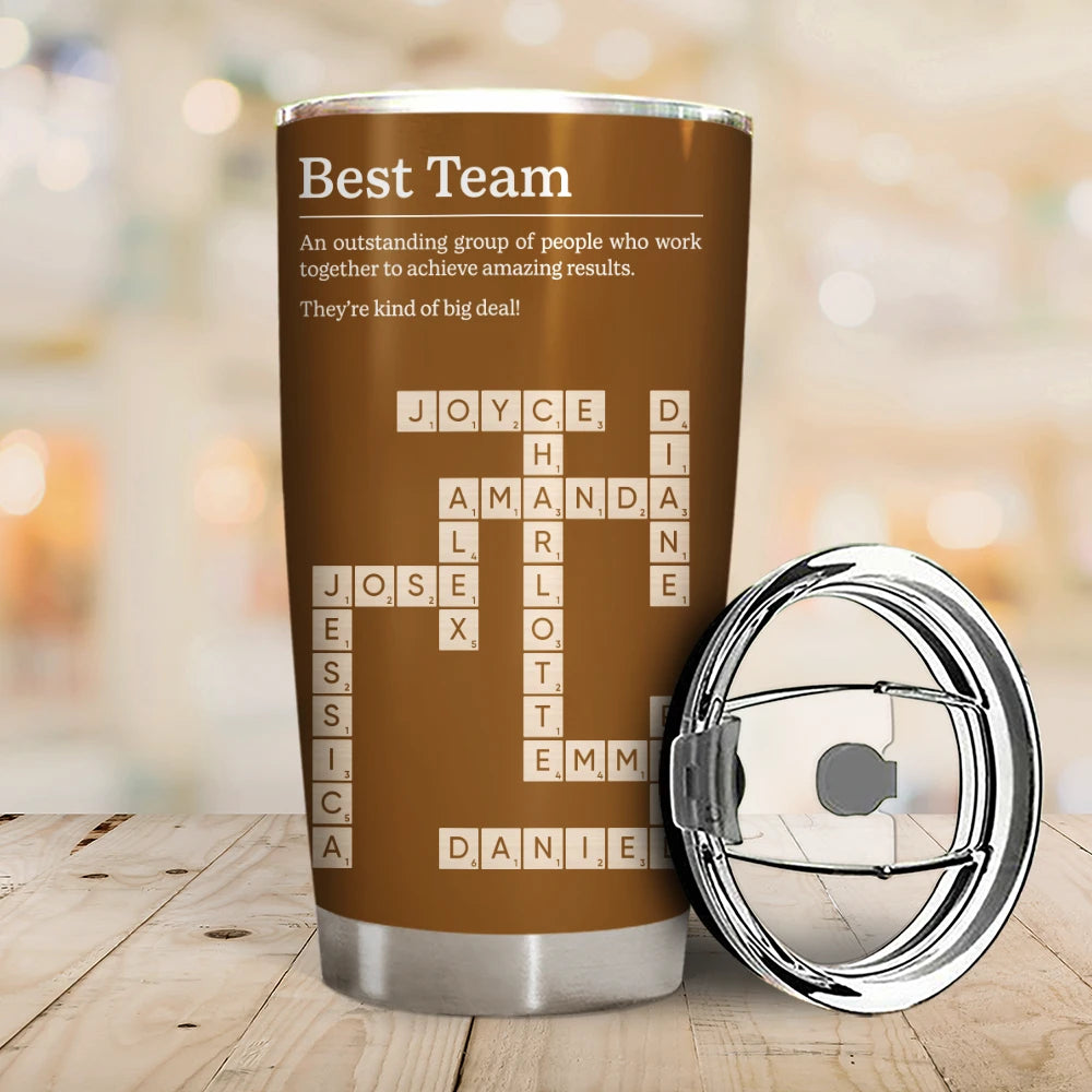 Crossword,Gift For Colleagues,Proud,Top Market - Gift For Coworkers - Personalized Crossword Best Team Ever Definition Tumbler