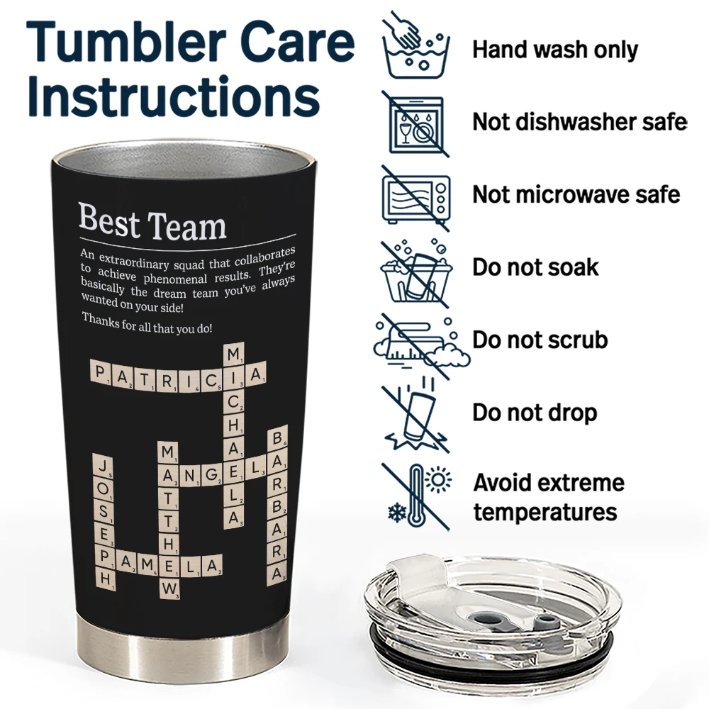Crossword,Gift For Colleagues,Proud,Top Market - Gift For Coworkers - Personalized Crossword Best Team Ever Definition Tumbler
