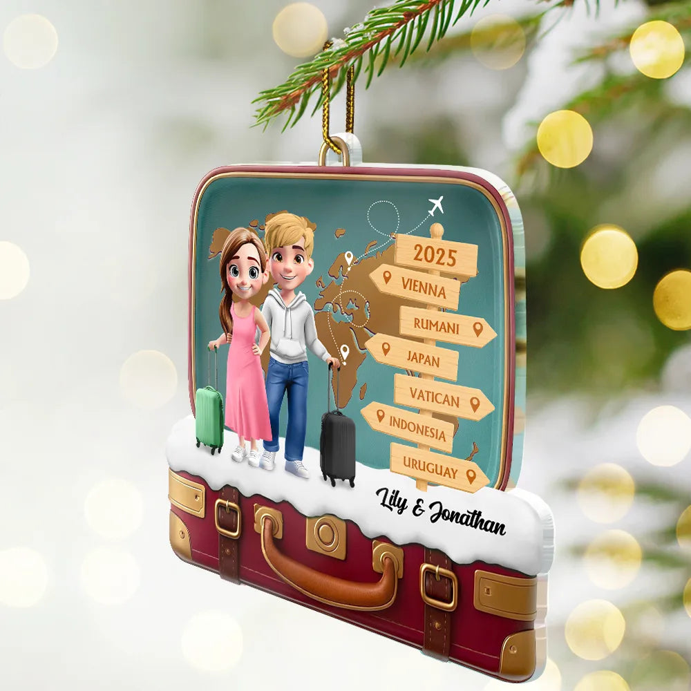 Christmas,Travel,Gift For Couples - The Year We And Our Suitcase Traveled Together - Personalized Custom Shaped Acrylic Ornament