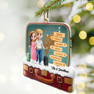 Christmas,Travel,Gift For Couples - The Year We And Our Suitcase Traveled Together - Personalized Custom Shaped Acrylic Ornament