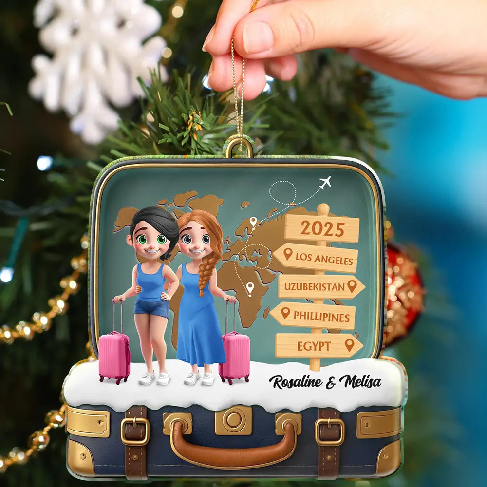 Christmas,Travel,Gift For Couples - The Year We And Our Suitcase Traveled Together - Personalized Custom Shaped Acrylic Ornament