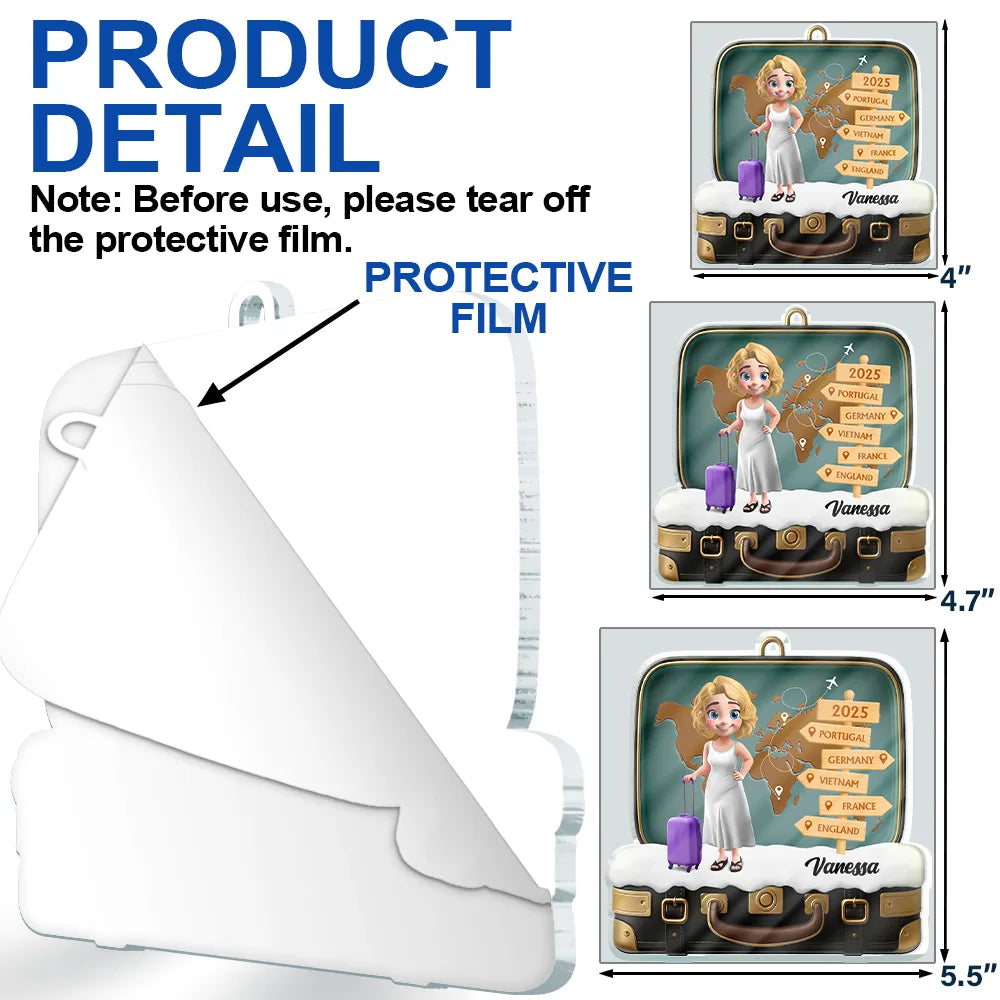 Christmas,Travel,Gift For Couples - The Year We And Our Suitcase Traveled Together - Personalized Custom Shaped Acrylic Ornament