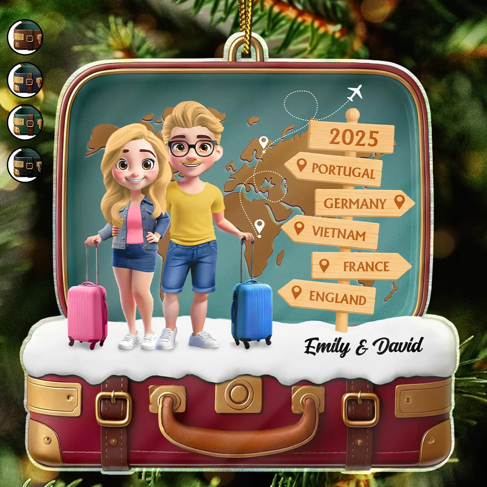Christmas,Travel,Gift For Couples - The Year We And Our Suitcase Traveled Together - Personalized Custom Shaped Acrylic Ornament
