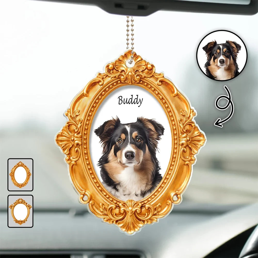 Custom Photo Pet Memorial Ornate Frame Gift For Pet Lovers - Personalized Acrylic Car Hanger