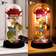 Gift For Couples,Gift For Husband,Gift For Wife,Gift For Boyfriend,Gift For Girlfriend,LGBT,Love - Forever Yours 3D Effect Flannel Standing Couple - Personalized Everlasting Rose Dome Lamp
