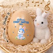Gift For Kids,Grandma,Grandkids,Gift For Grandkids,Mom,Children,Happy,Easter - Easter Bunny Holding Alphabet Letter - Personalized Musical Wooden Easter Egg Shaker