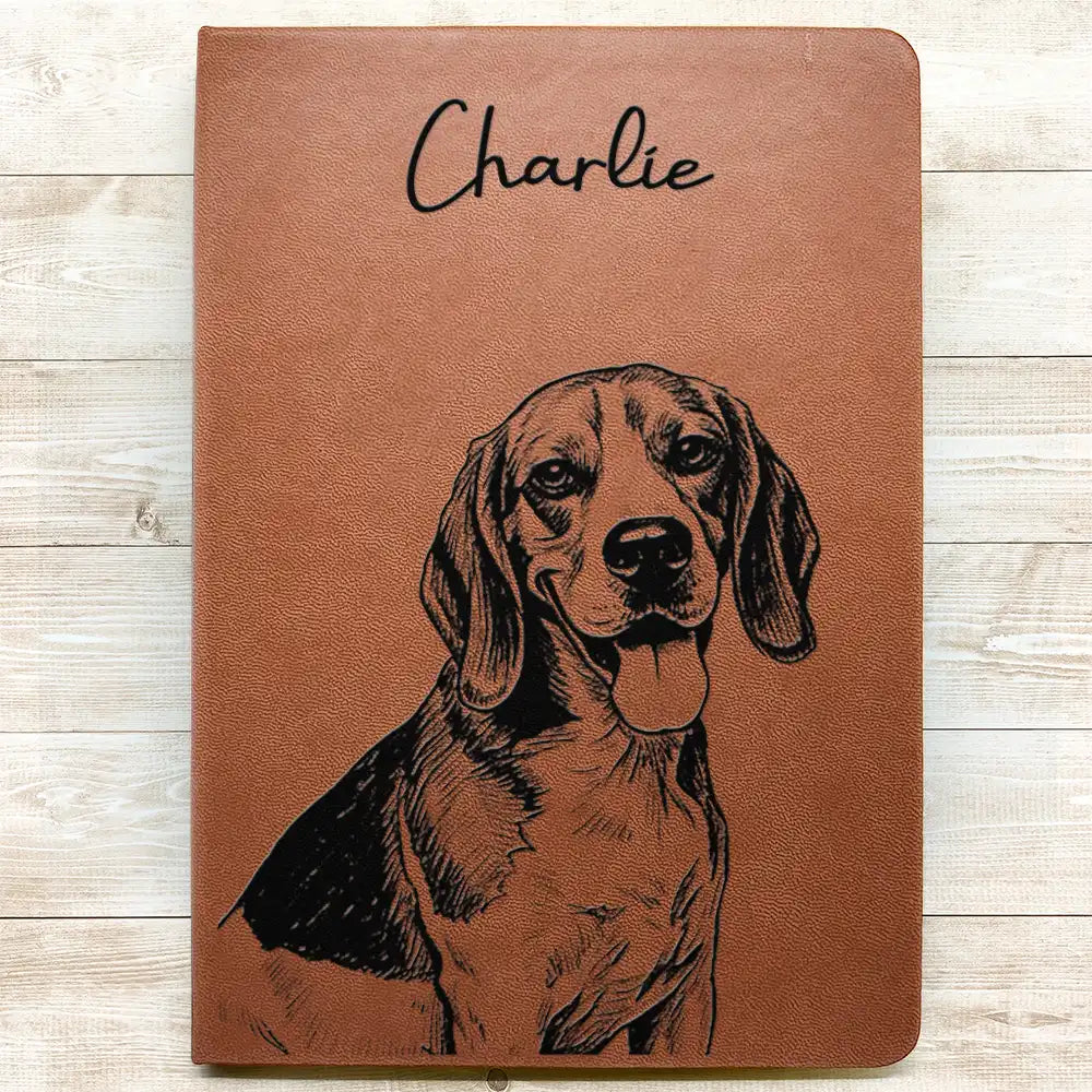 Family,Gift For Bestie,Dog Lovers,Cat Lovers,Happy,Custom Photo,Gift For Mother,Gift For Father - Custom Photo Pencil Sketch Family Besties Dog Cat Portrait - Personalized Leather Journal