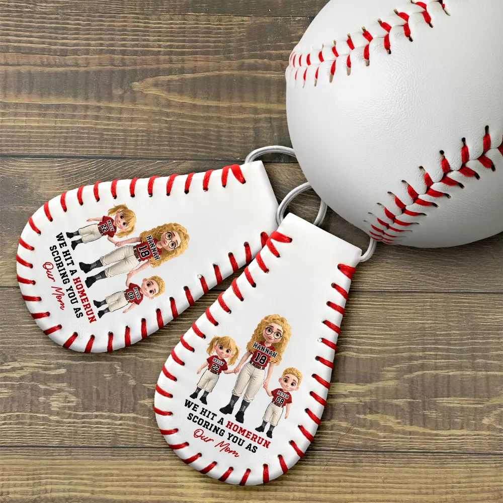 Baseball,Gift For Mother,Sport Dad,Sport Mom,Gift For Father,Happy,Vector - I Caught The Best Mom Best Dad Baseball - Personalized Leather Baseball Keychain
