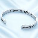 Gift For Mother,Gift For Grandma,Happy,Icon - Multiple Kid Names This Mom Grandma Belongs To - Personalized Bangle Bracelet Cuff