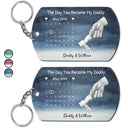 New Dad,New Mom,New baby,Gift For Father,Gift For Mother,Happy,Non-Eng,Calendar,Adorable - Calendar The Day You Became My Dad Mom Holding Hands - Personalized Aluminum Keychain