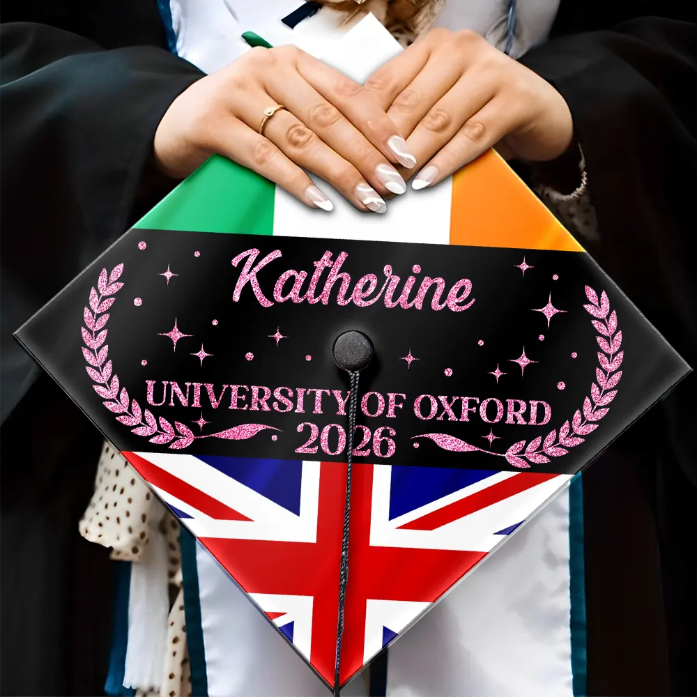 Graduation,Happy,Gift For Yourself,Gift For Daughter,Gift For Son,Gift For Bestie,Icon - Two Country Flags - Personalized Graduation Cap Topper