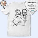 Gift For Father,Dad - Daughter (Young),Gift For Daughter,Gift For Children,Custom Photo,Art Design,French,Non-Eng,Proud,Photo - Pencil Sketch - Remove BG - Photo Personnalisée Croquis Au Crayon Photo Personnalisée Croquis Au Crayon Juste Un Papa Et Sa Fille - T-Shirt Personnalisé