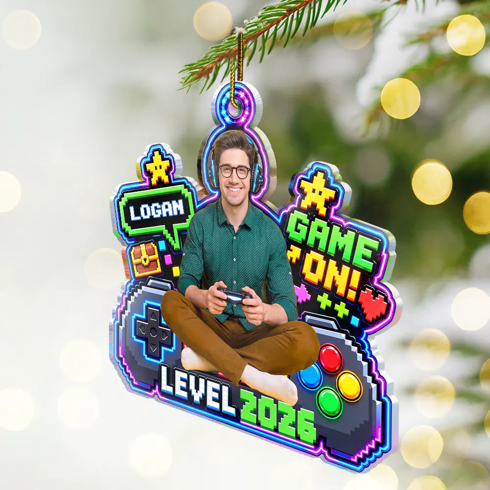 Art Design,Christmas,Custom Photo,Gaming,Gift For Kids,Happy,Photo - Gaming Lover,Top Market-Christmas Gift For Kids, Game Lovers - Personalized Custom Photo Game On Acrylic Ornament