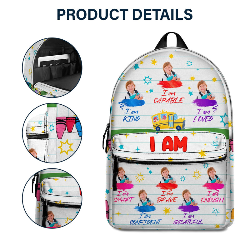 Custom Photo I Am Kind - Gift For Kid - Personalized Canvas Backpack