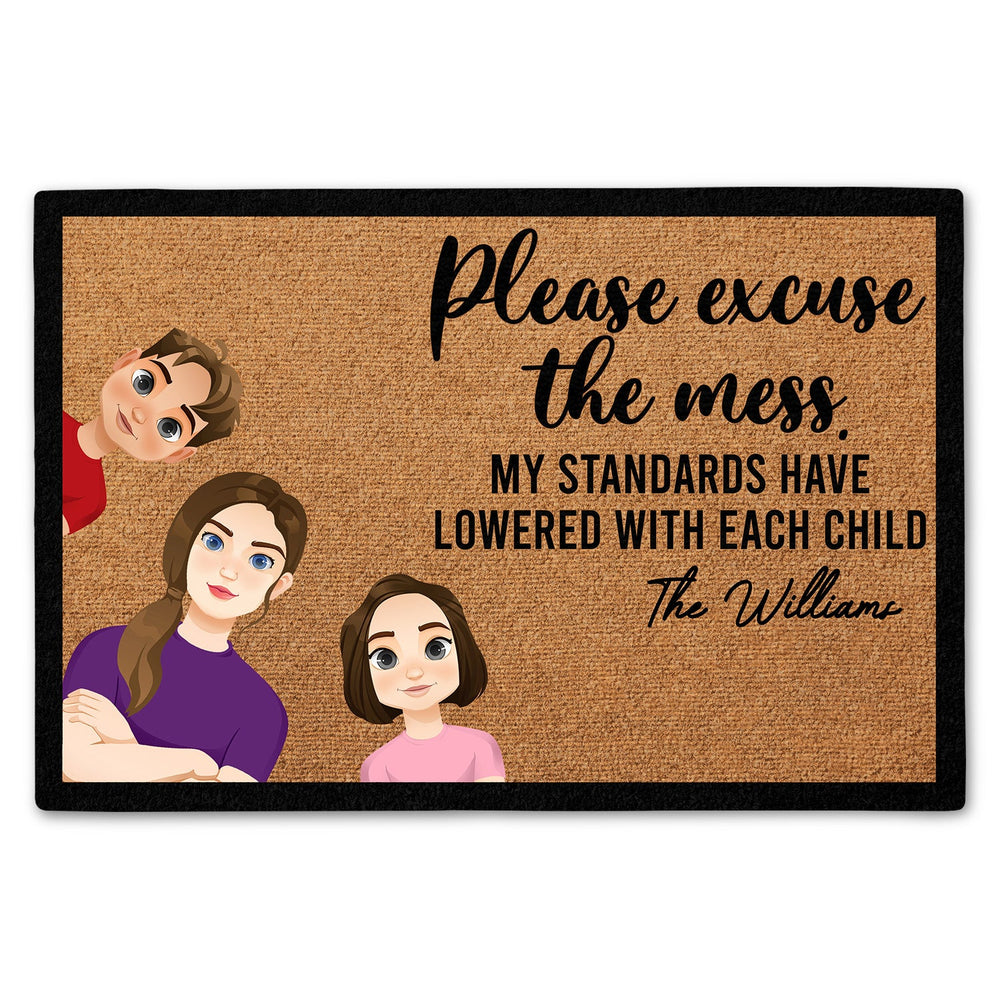 Single Parents Family Excuse The Mess - Gift For Family - Personalized Doormat