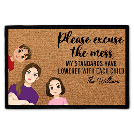 Single Parents Family Excuse The Mess - Gift For Family - Personalized Doormat