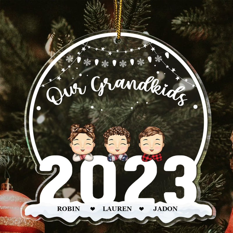Christmas Our Grandkids 2023 - Gift For Grandparents - Personalized Custom Shaped Acrylic Ornament