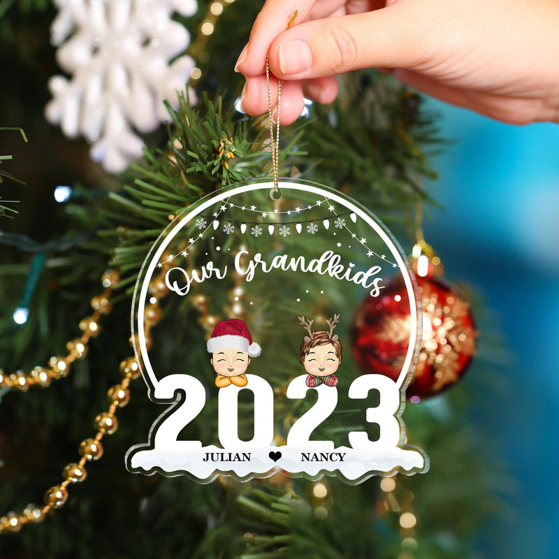 Christmas Our Grandkids 2023 - Gift For Grandparents - Personalized Custom Shaped Acrylic Ornament