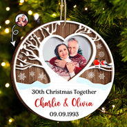Custom Photo Married Christmas Together - Gift For Couples - Personalized 2-Layered Wooden Ornament