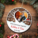 Custom Photo Married Christmas Together - Gift For Couples - Personalized 2-Layered Wooden Ornament