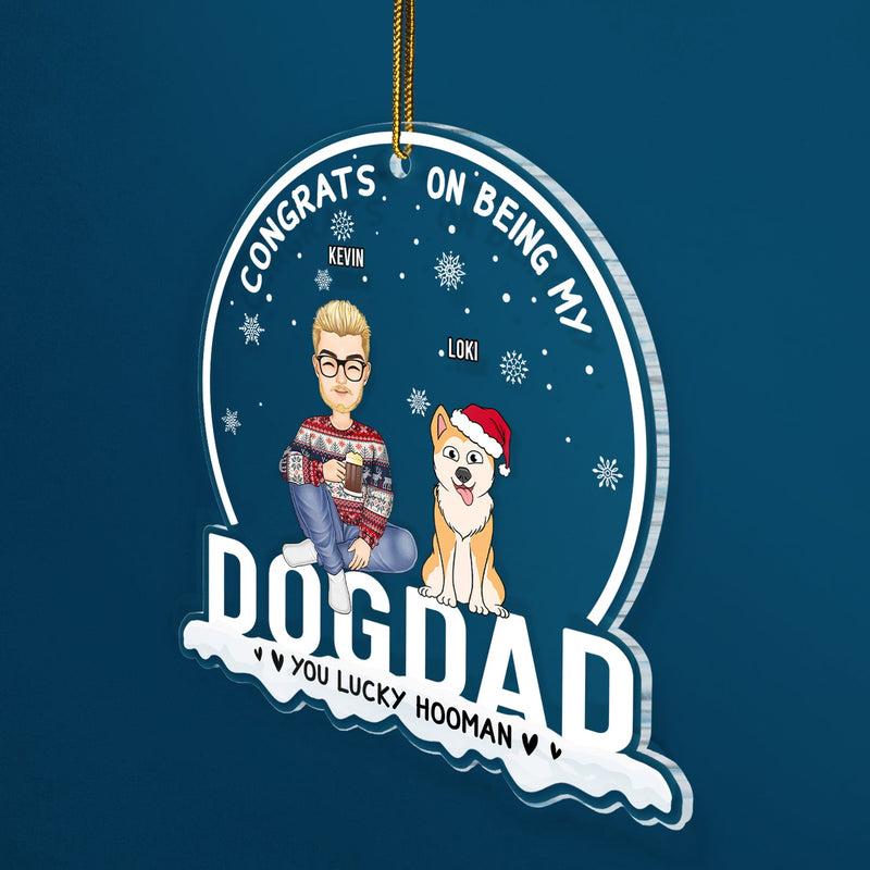 Christmas Congrats On Being Our Dog Mom Dog Dad - Gift For Dog Lovers - Personalized Custom Shaped Acrylic Ornament