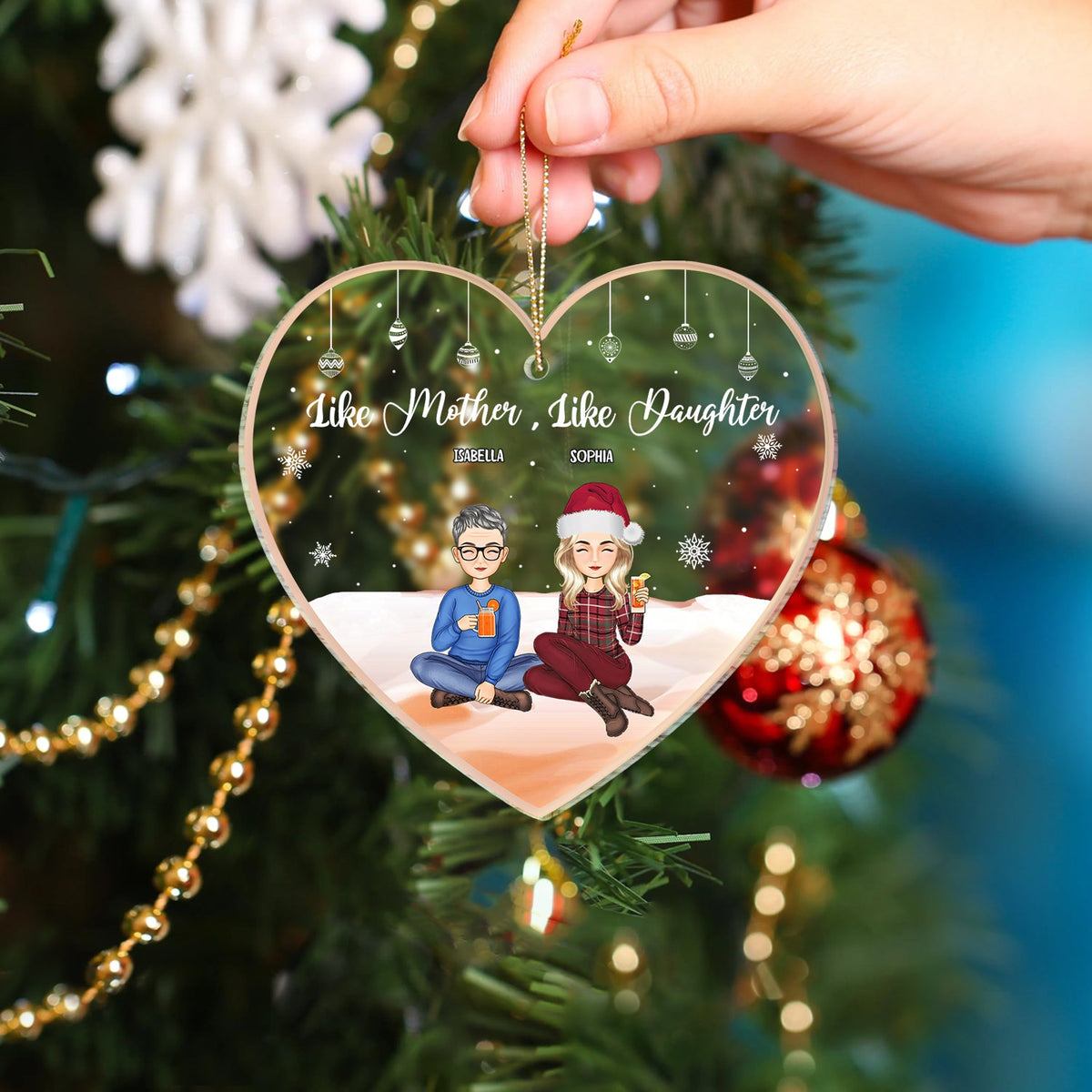 Christmas Mother & Daughter Like Mother Like Daughter - Gift For Mom - Personalized Custom Shaped Acrylic Ornament