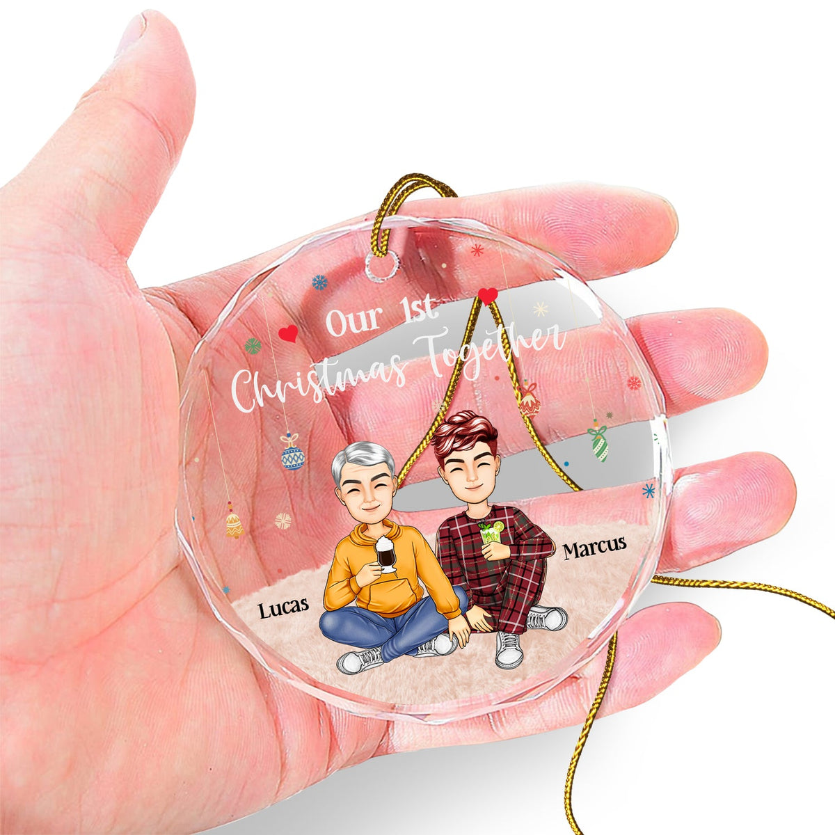 Christmas Couple Our 15th Christmas Together - Gift For Couples - Personalized Circle Glass Ornament