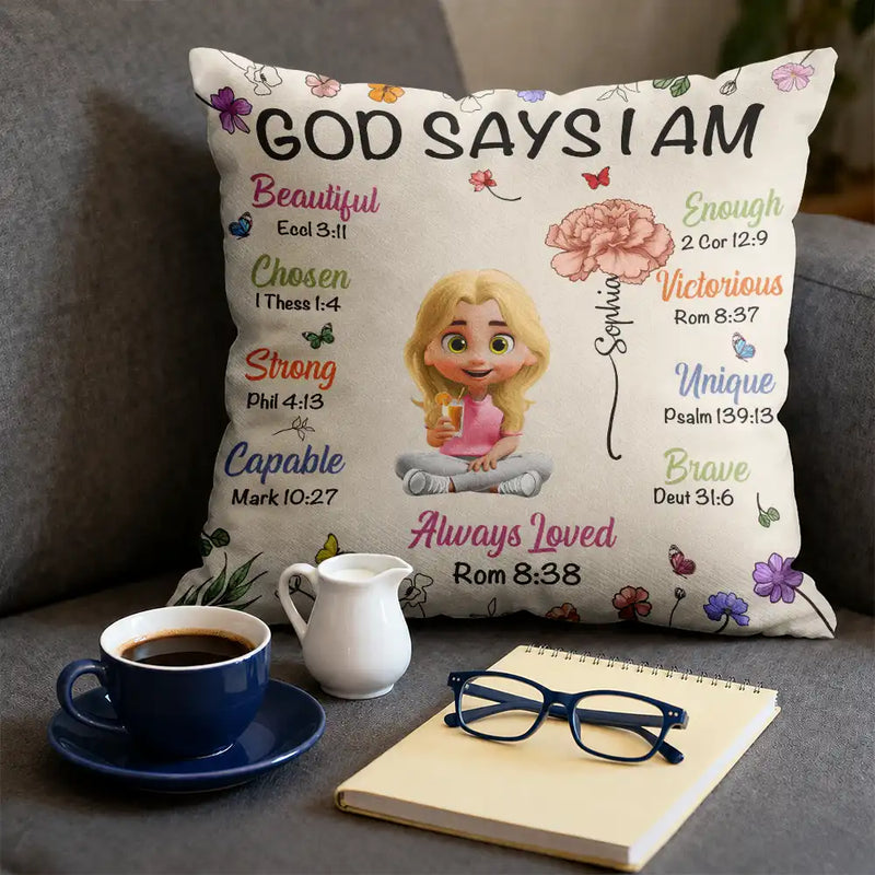 God Says I Am Birth Month Flower - Personalized Pillow