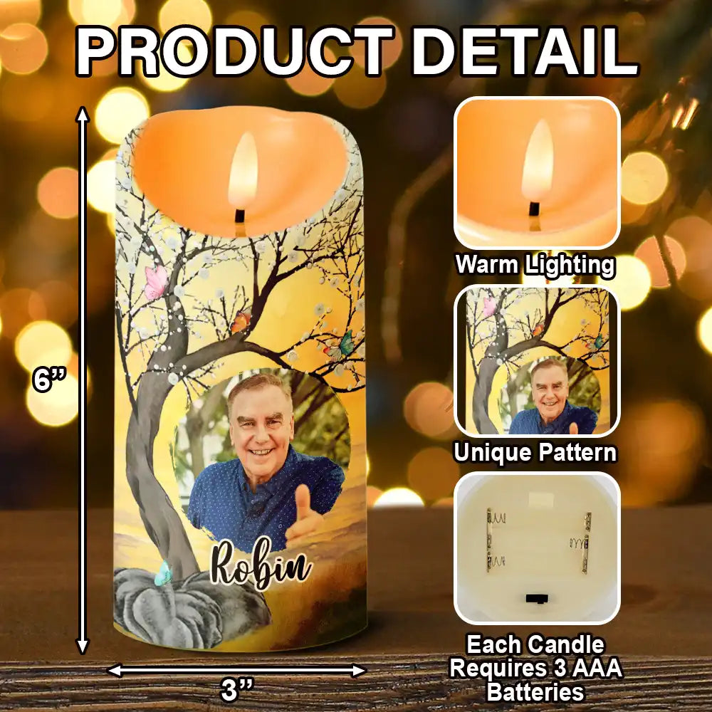 Memorial,Gift For Women,Gift For Men,Family,Sad,Top Market,Custom Photo - Custom Photo Calendar Memorial The Moment Your Heart Stopped - Personalized Flameless LED Candle