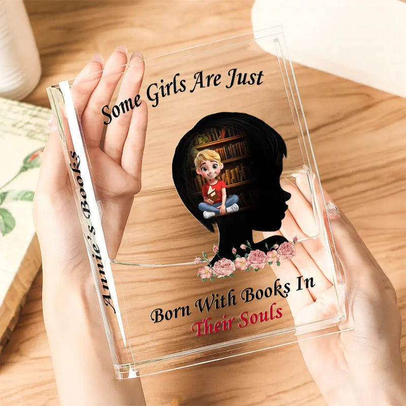 Gift For Yourself, Gift For Women, Reading, Happy - Some Girls Are Just Born With Books In Their Souls - Personalized Acrylic Book Vase