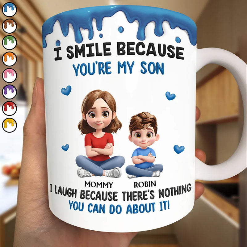 Mom - Sons, Mom - Daughters (Adult), Gift For Daughter, Gift For Son, Funny - I Smile Because You Are My Daughter Son Version 2 - Personalized White Edge-to-Edge Mug