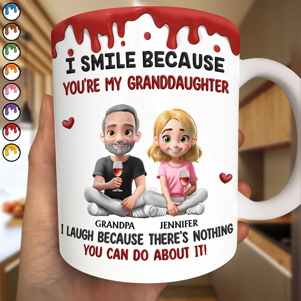 I Smile Because You're My Daughter Granddaughter - Personalized White Edge-to-Edge Mug