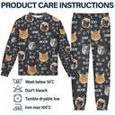 Cat Lovers,Pet Lovers,Dog Lovers,Dog Mom,Dog Dad,Cat Mom,Cat Dad,Happ - Custom Photo Funny Pet Face Pattern Dog Cat Family - Personalized Unisex Pajamas Set