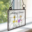 Gift For Grandma, Grandma - Grandkids, Happy - Grandma's Garden Stained Glass Birth Month Flower - Personalized Window Hanging Suncatcher Ornament