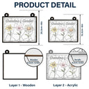 Gift For Grandma, Grandma - Grandkids, Happy - Grandma's Garden Stained Glass Birth Month Flower - Personalized Window Hanging Suncatcher Ornament