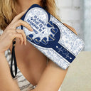 Gift For Grandma, Grandma - Grandkids, Happy - In The World Full Of Grandmas Toile De Jouy Heart Icon - Personalized Leather Long Wallet