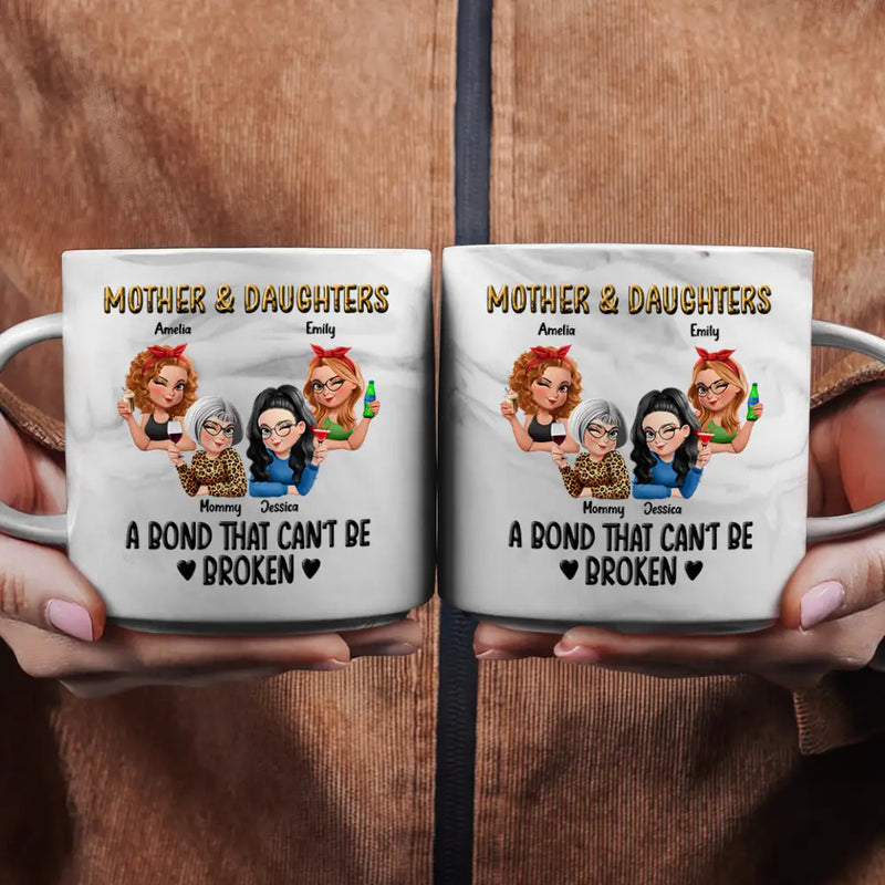Gift For Mother,Gift For Daughter,Gift For Women,Happy,Top Market - Mother & Daughters A Bond That Can't Be Broken 3D Effect - Personalized Marble Mug