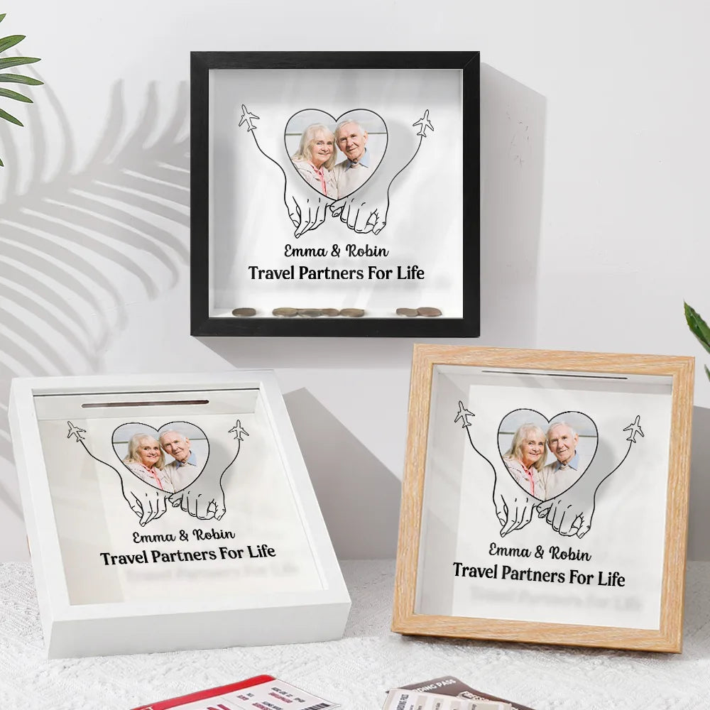 Old Couples,Gift For Husband,Gift For Wife,Gift For Boyfriend,Gift For Girlfriend,Travel - Custom Photo Couple Travel Lovers Best Memories With You - Personalized Ticket Memory Box