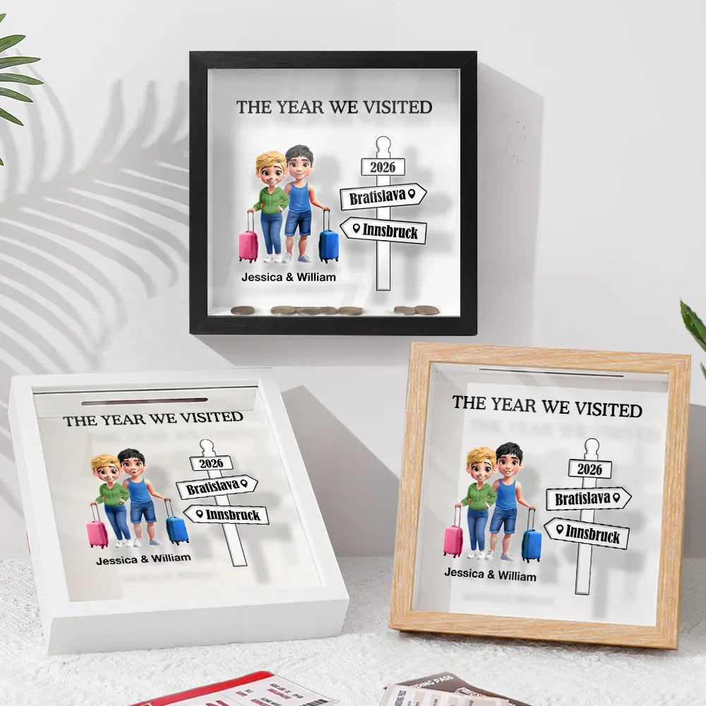 Travel,Gift For Couples,Gift For Husband,Gift For Wife,Happy - The Year We Visited - Personalized Ticket Memory Box