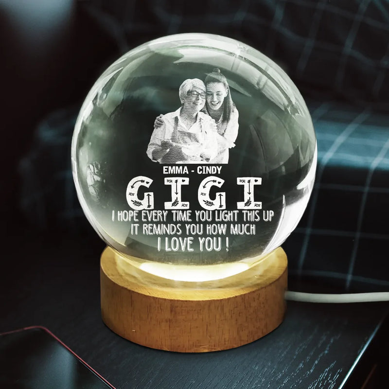Custom Photo, Gift For Mother, Happy - Custom Photo We Hope Every Time You Light This Up - Personalized Crystal Globe Lamp