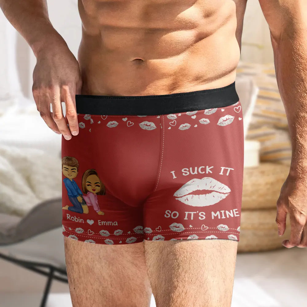 Gift For Couples,Gift For Husband,Gift For Boyfriend,Funny - I Licked It So It's Mine Funny Couple - Personalized Men's Boxer Briefs
