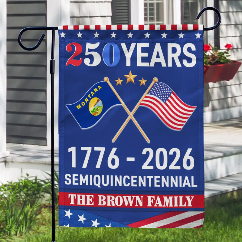 Family,Happy - America 250th Anniversary US Semiquincentennial States - Personalized Flag