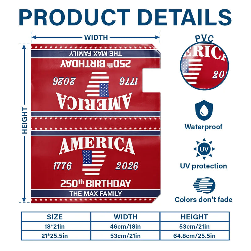 Family, Happy - America 250th Anniversary US Semiquincentennial Birthday - Personalized Mailbox Cover