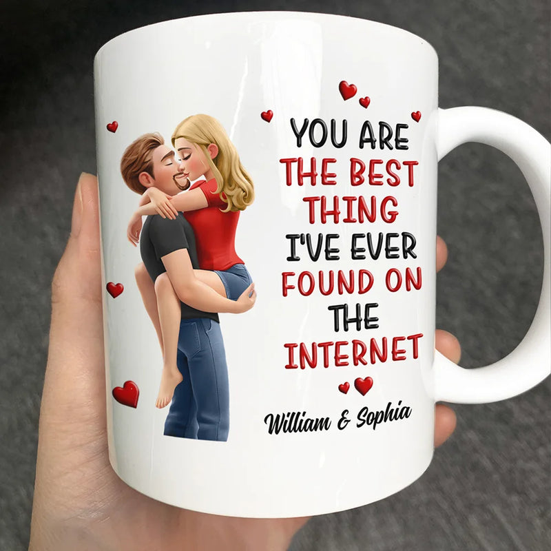 Gift For Couples,Gift For Husband,Gift For Wife,Gift For Boyfriend,Gift For Girlfriend,Happy - Kissing Couple 3D Best Thing Found On The Internet - Personalized Mug