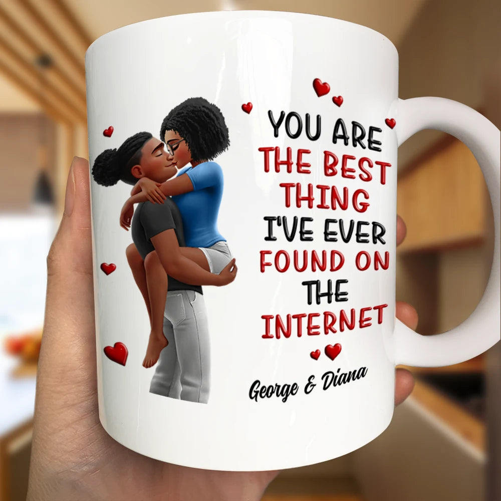 Gift For Couples,Gift For Husband,Gift For Wife,Gift For Boyfriend,Gift For Girlfriend,Happy - Kissing Couple 3D Best Thing Found On The Internet - Personalized Mug