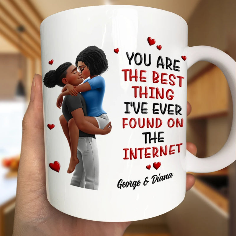 Gift For Couples,Gift For Husband,Gift For Wife,Gift For Boyfriend,Gift For Girlfriend,Happy - Kissing Couple 3D Best Thing Found On The Internet - Personalized Mug