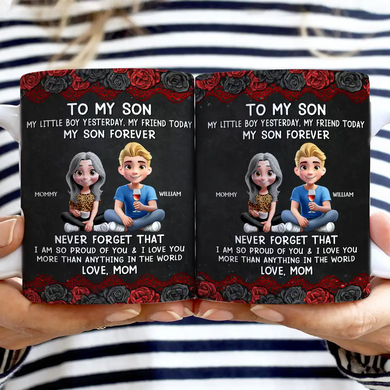 Gift For Mother,Mom,Daughters (Adult),Sons,Happy - My Daughter Son Forever - Personalized White Edge-to-Edge Mug